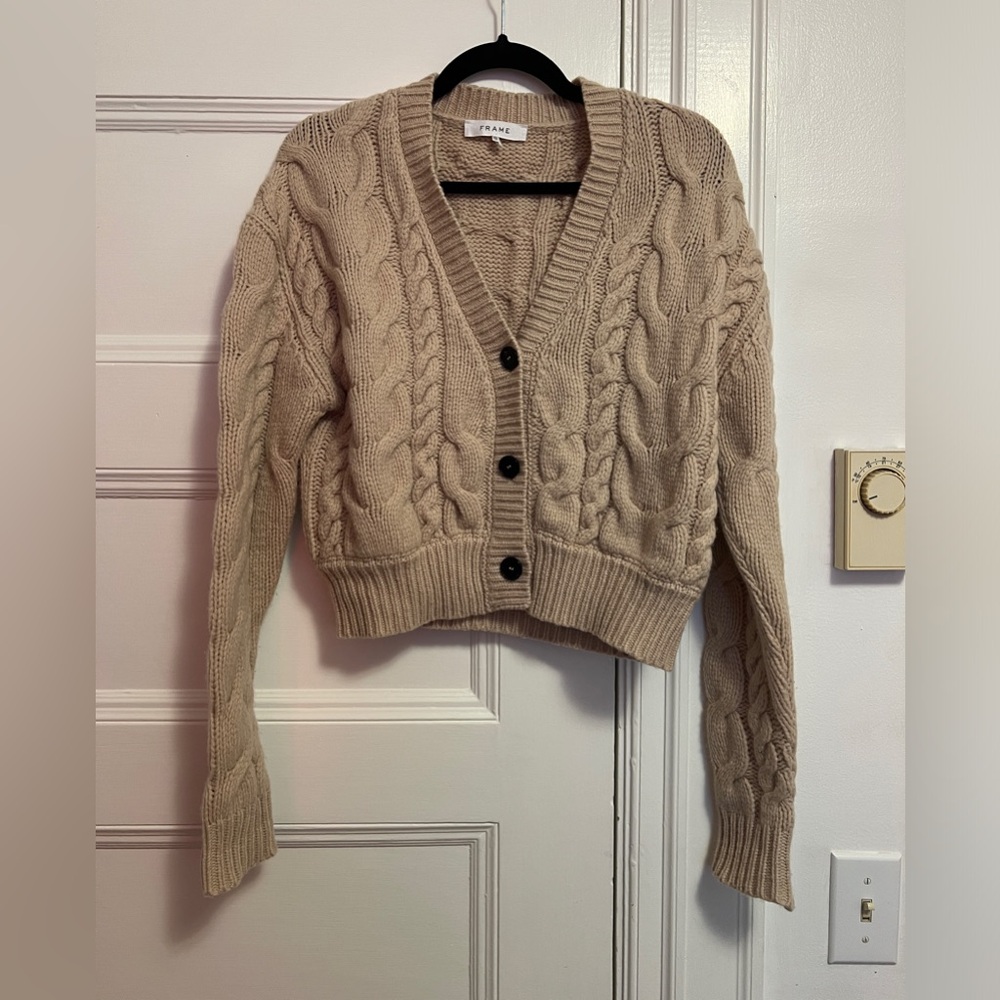 Frame Denim Cropped Cashmere Button-Up Cardigan - Size XS